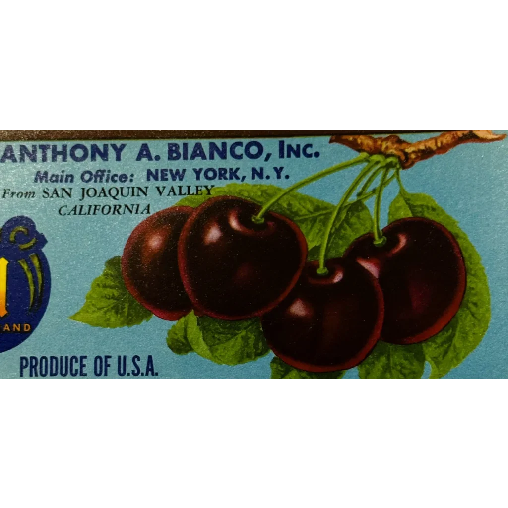 Rare 1940s San Joaquin Valley William Tell Cherries Crate Label
