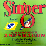 Rare 1940s Singer Asparagus Crate Label from Freshpict Foods