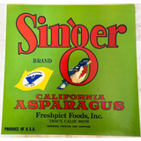 Rare 1940s Singer Asparagus Crate Label from Freshpict Foods