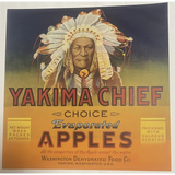 Rare 1940s Yakima Chief Native American Crate Label Art