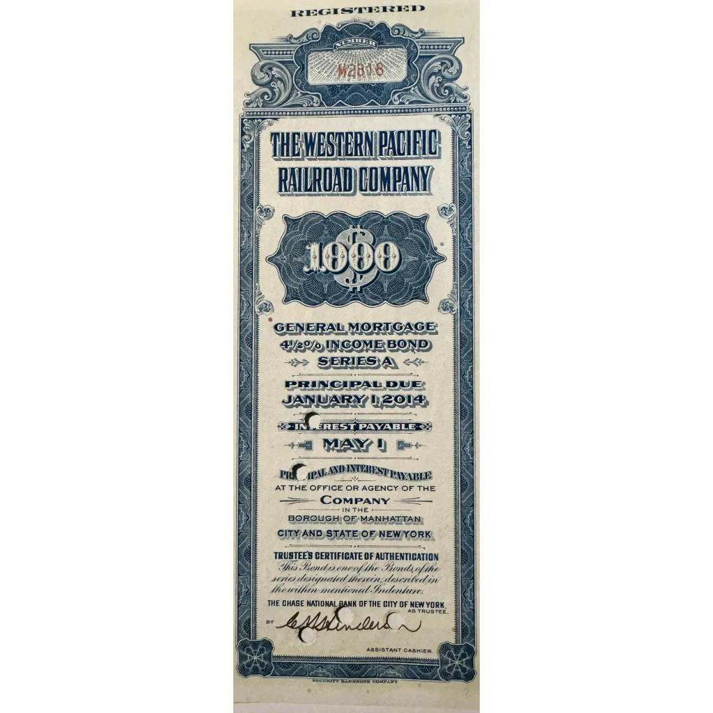 Rare 1945 Western Pacific Railroad Bond Certificate Uncovered