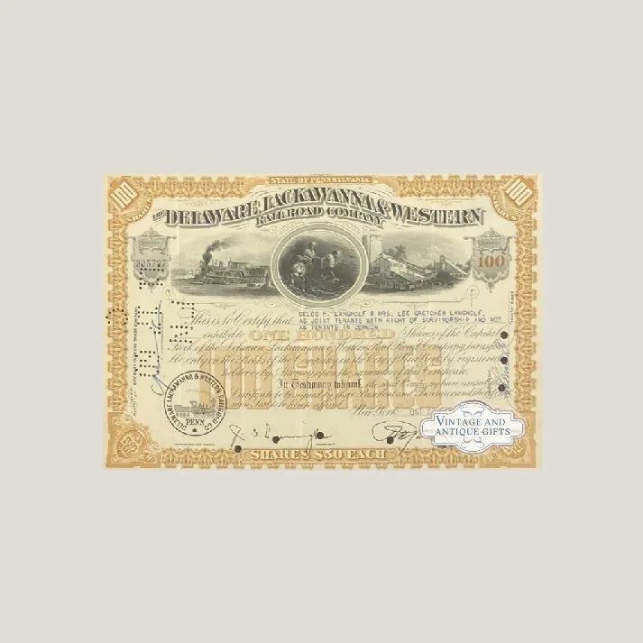 Rare 1950s Delaware Lackawanna Railroad Stock Certificate