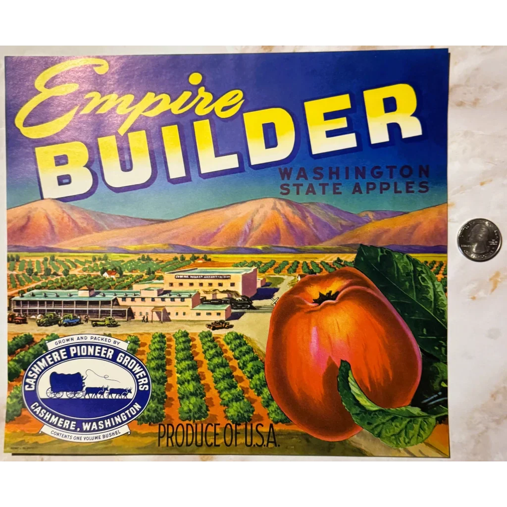 Rare 1950s Empire Builders Apple Crate Label from Washington