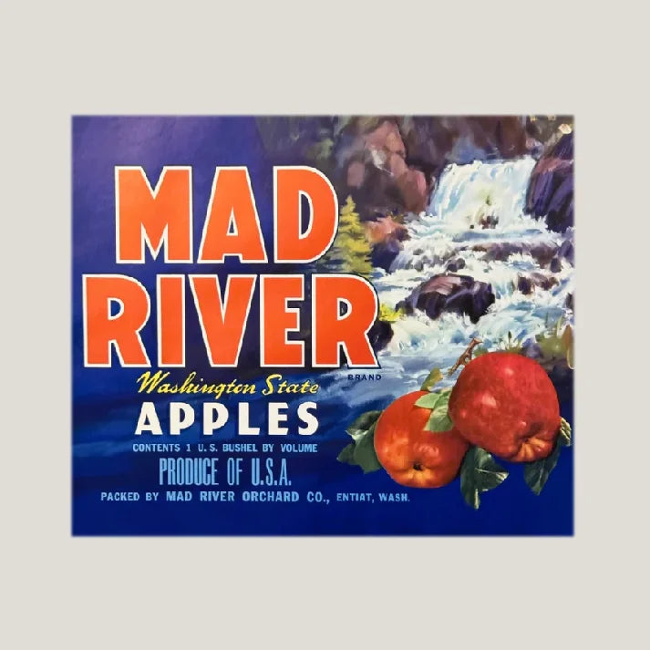 Rare 1950s Mad River Apple Label Showcases Washington's Bounty