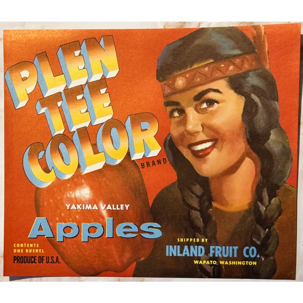 Rare 1950s Native Beauty Apple Crate Label from Yakima Valley