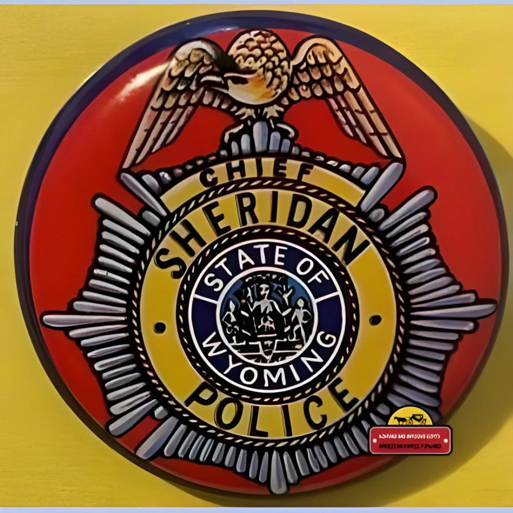 Rare 1950s Sheridan WY Special Police Chief Tin Litho Badge