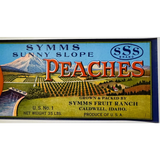 Rare 1950s Symms Fruit Ranch Sunny Slope Peaches Crate Label