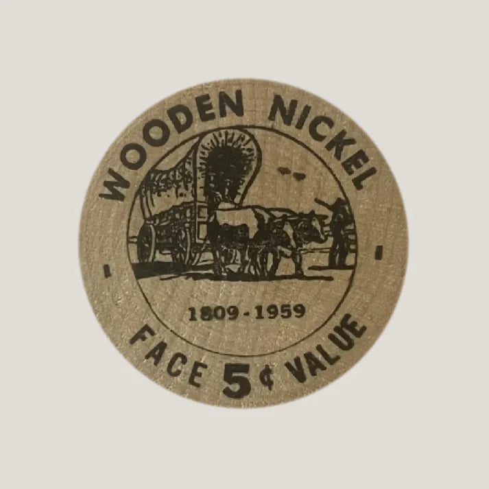 Rare 1950s Wooden Nickel Bank Antique Gift from Security State