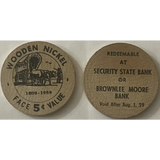 Rare 1950s Wooden Nickel Bank Antique Gift from Security State