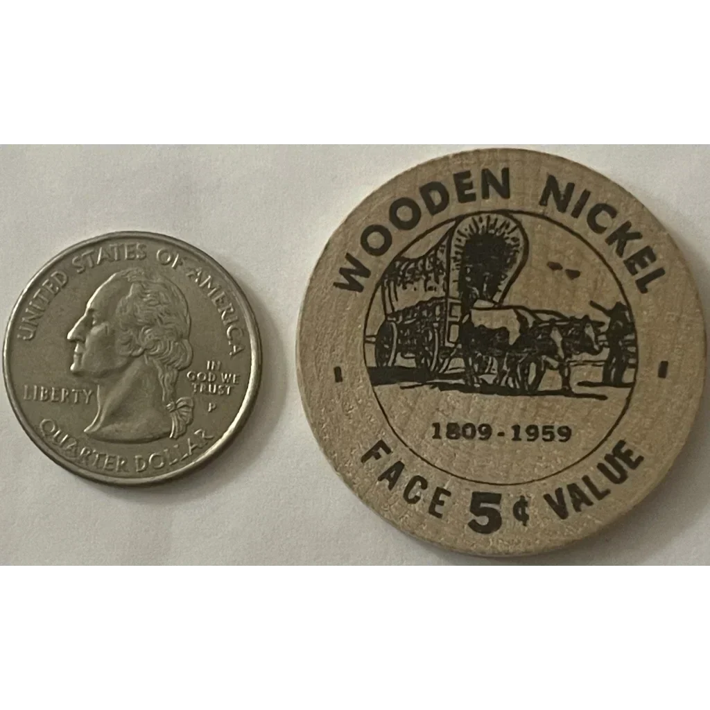 Rare 1950s Wooden Nickel Bank Antique Gift from Security State