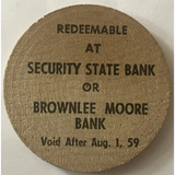Rare 1950s Wooden Nickel Bank Antique Gift from Security State