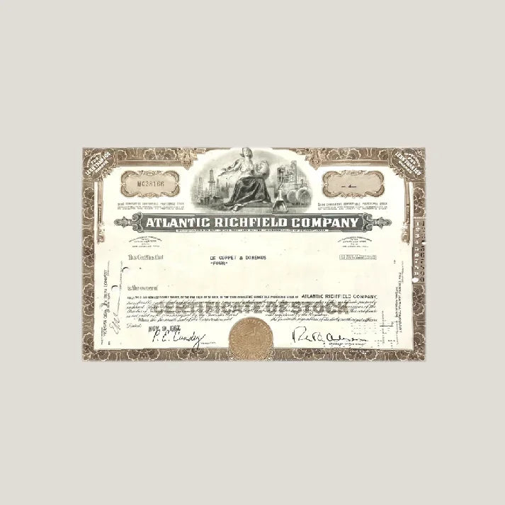 Rare 1960s ARCO Oil Stock Certificate: Vintage Americana Collectible