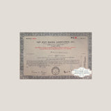 Rare 1960s San Juan Racing Stock Certificate Wall Art