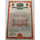 Rare 1963 St. Louis San Francisco Railway Gold Bond Certificate