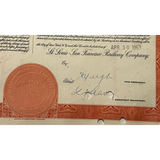 Rare 1963 St. Louis San Francisco Railway Gold Bond Certificate