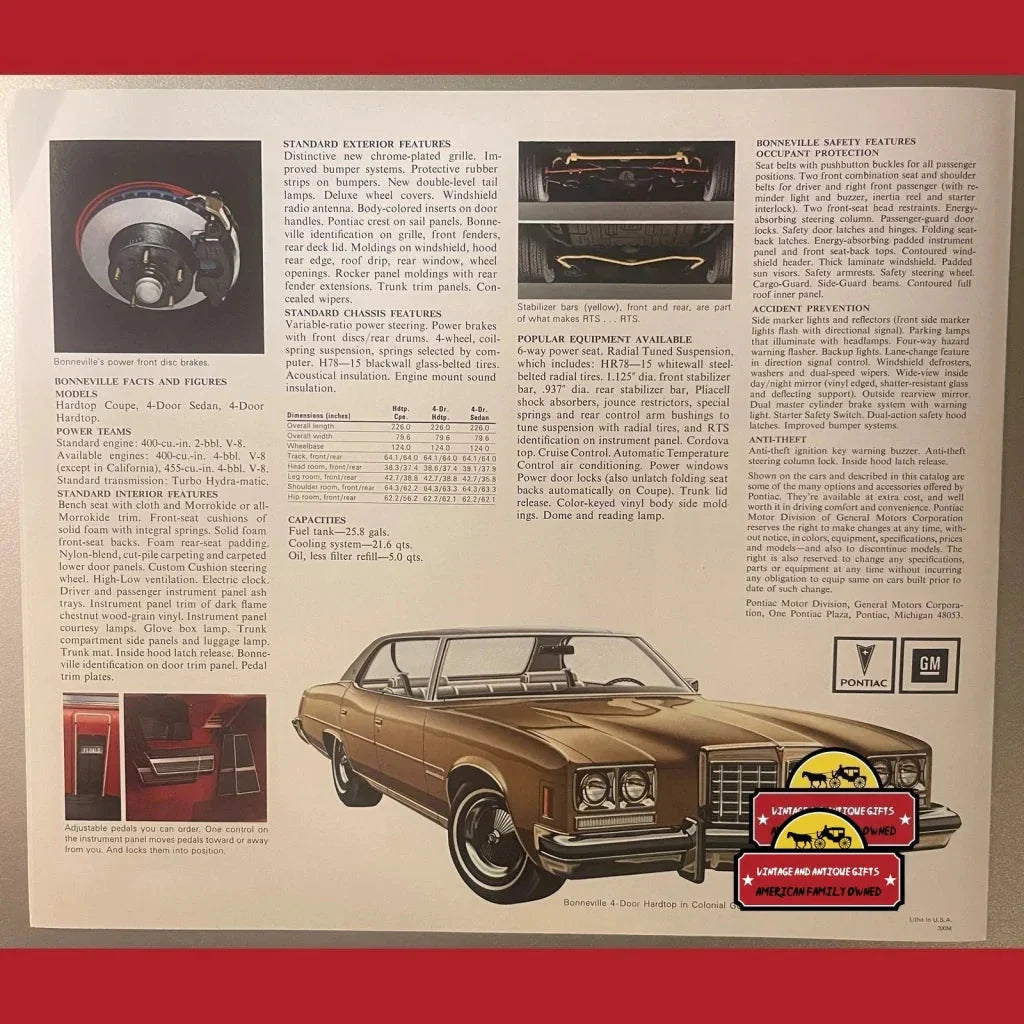 Rare 1974 Pontiac Bonneville Dealer Brochure Unearths Vintage Charm