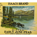 Rare Antique 1930s Isaacs Pea Can Label from Delaware