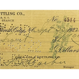 Rare Antique Coca Cola Checks from 1920s Asheville NC