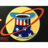 Rare Antique 1950s Federal Crate Label Fresno Patriotic Americana