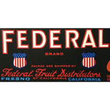 Rare Antique 1950s Federal Crate Label Fresno Patriotic Americana