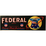Rare Antique 1950s Federal Crate Label Fresno Patriotic Americana