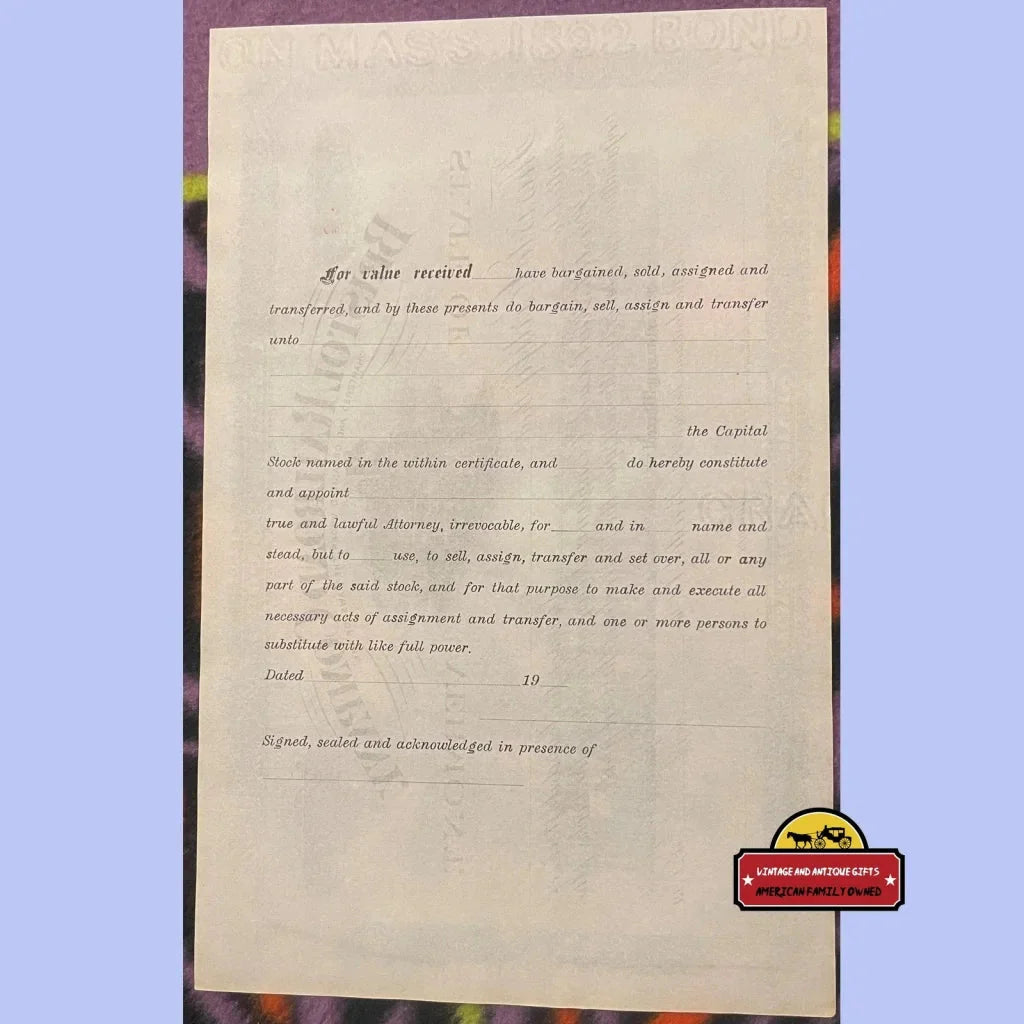 Rare Antique Bristol Vermont Railroad Stock Certificate Unearthed