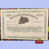 Rare Antique Bristol Vermont Railroad Stock Certificate Unearthed