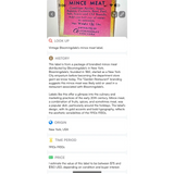 Rare Antique Golden Restaurant Mince Meat Label from Bloomingdales