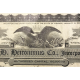 Rare Antique Heironimus Stock Certificate from Downtown Roanoke