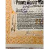 Rare Antique Piggly Wiggly Stock Certificate From 1916 Memphis
