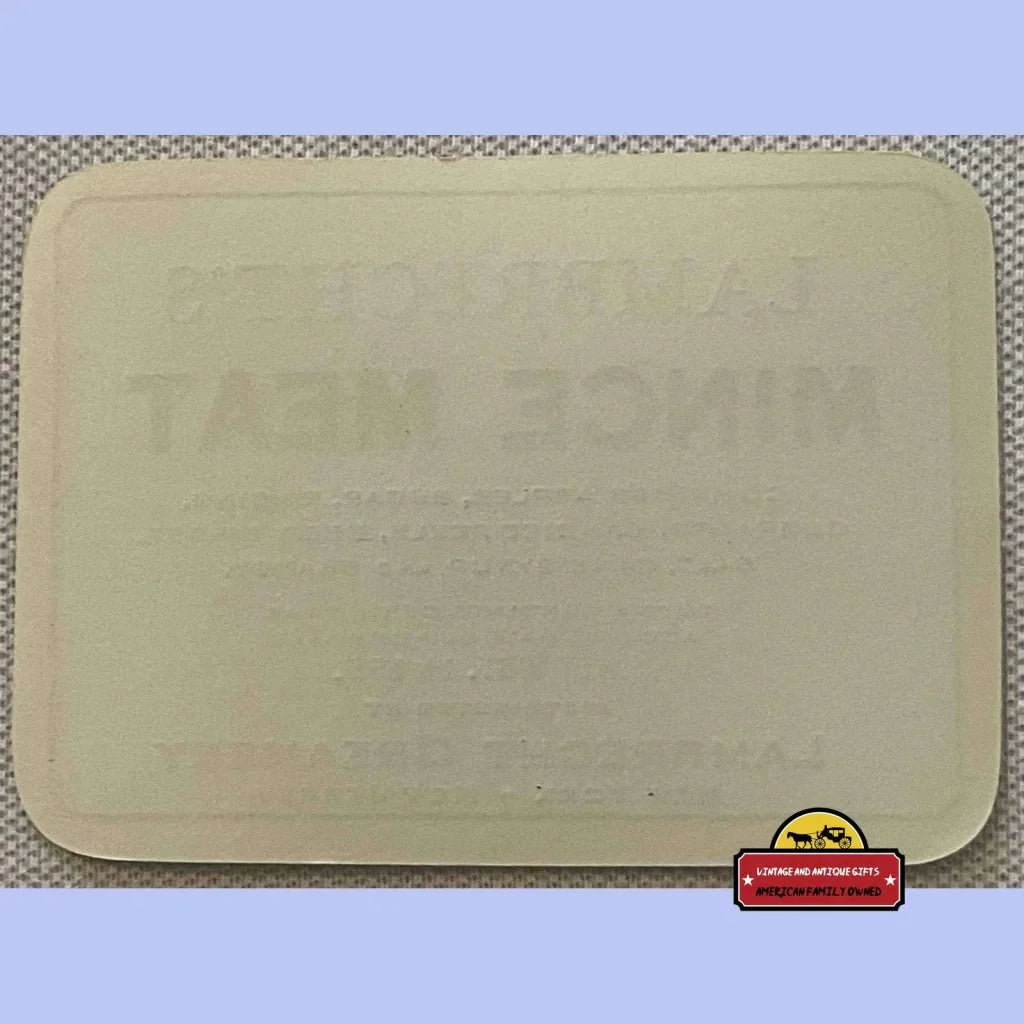 Rare Antique Vintage Lambrecht's Mince Meat Label from NY NJ