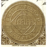 Rare Antique Vintage 1940s Erie Railroad Stock Certificate Brown