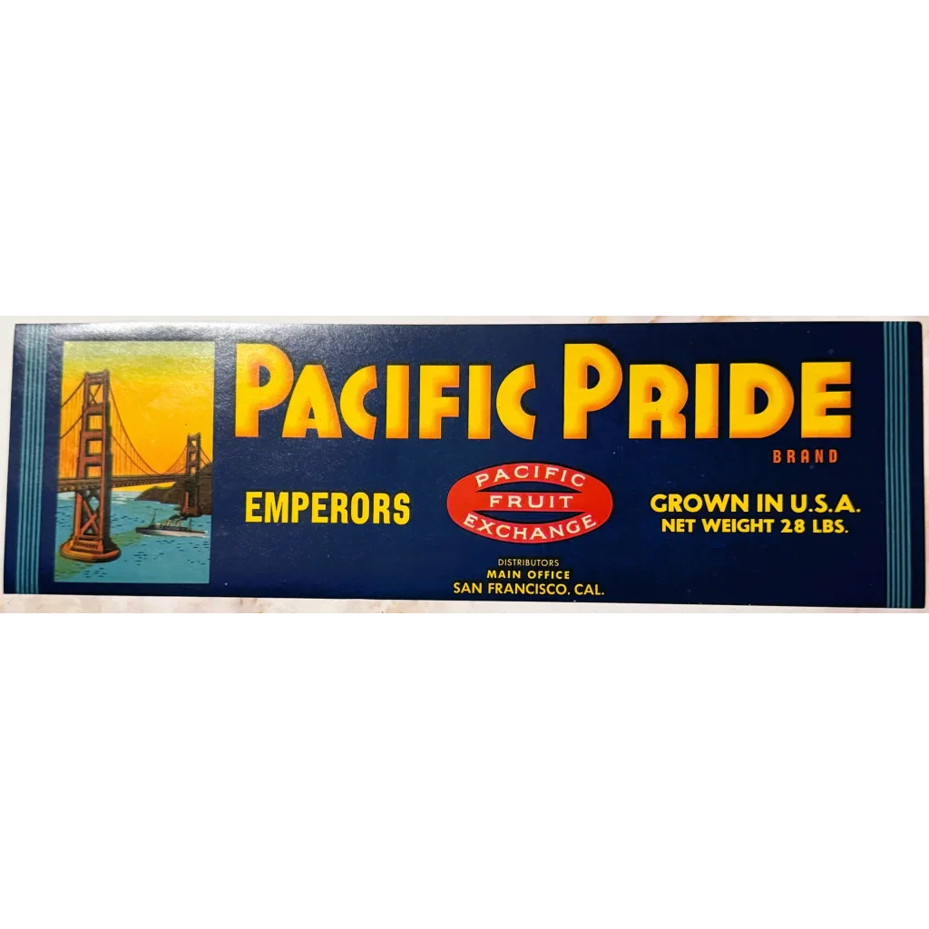 Rare Antique Vintage 1940s Pacific Pride Crate Label from San Francisco