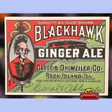 Rare Antique Vintage Blackhawk Ginger Ale Label From the Roaring 20s
