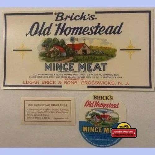 Rare Antique Vintage Old Homestead Mince Meat Labels Bundle