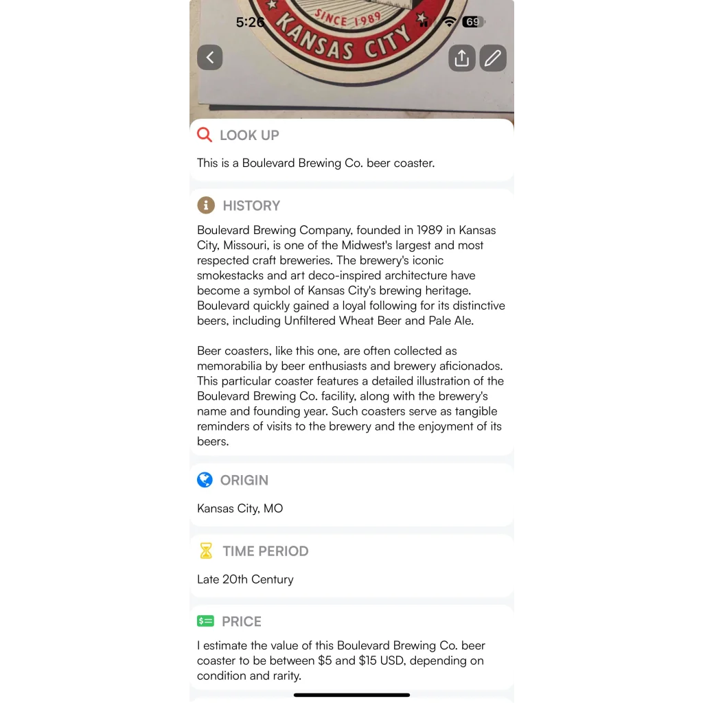 Rare Kansas City Vintage Boulevard Brewing Beer Coaster