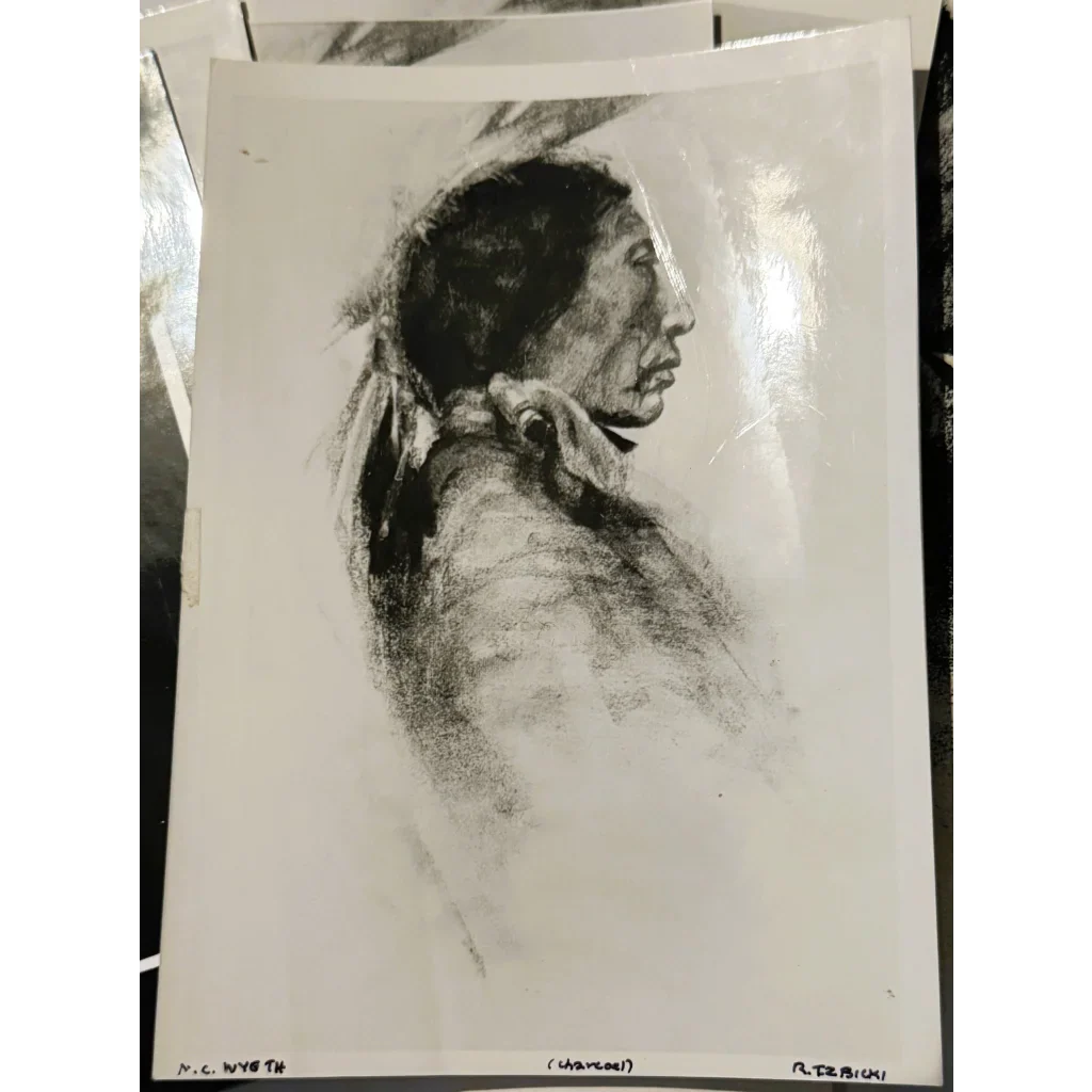 Rare Large Vintage 1960s Joseph Long Elk Charcoal Print, N.C. Wyeth, Linen Paper!