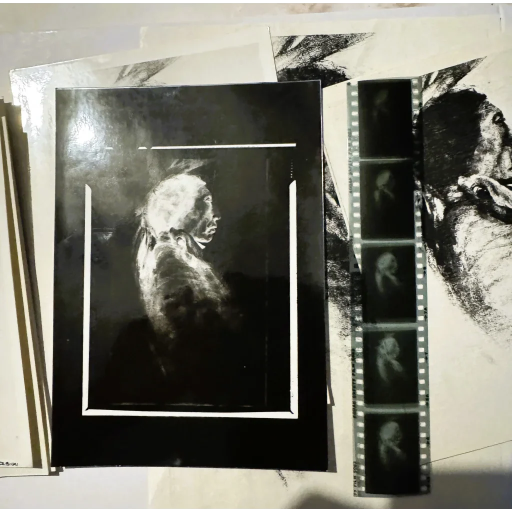 Rare Large Vintage 1960s Joseph Long Elk Charcoal Print, N.C. Wyeth, Linen Paper!