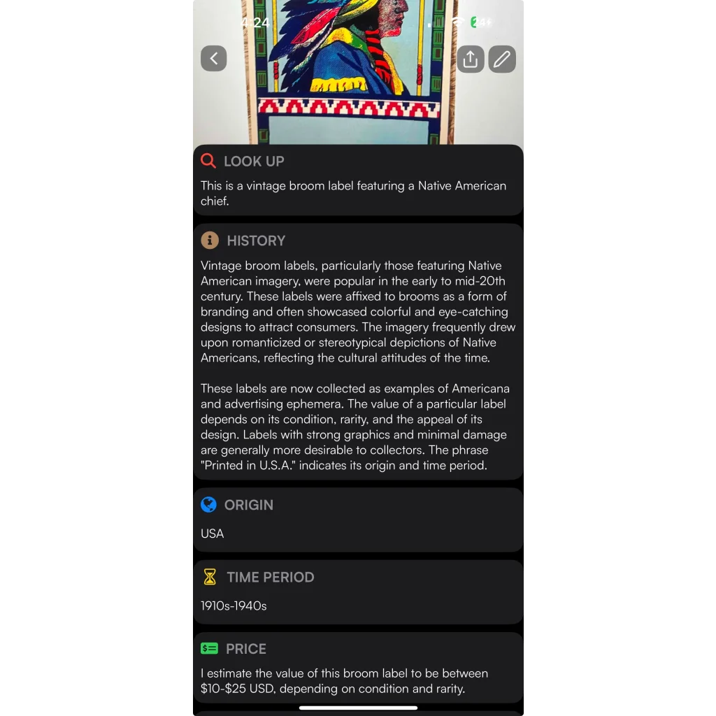 Rare Native American Antique Vintage Broom Label Unearthed