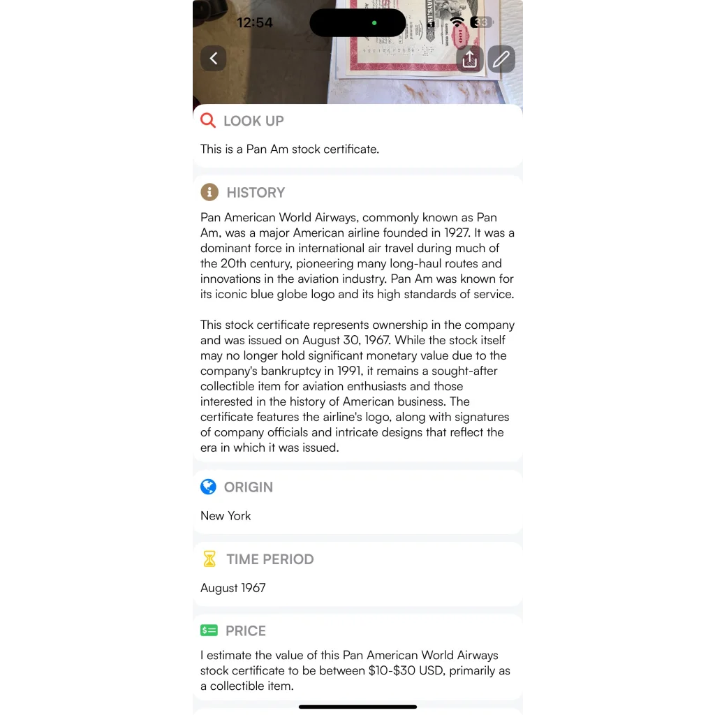 Rare Pan Am Airways Stock Certificate from Golden Age of Flight