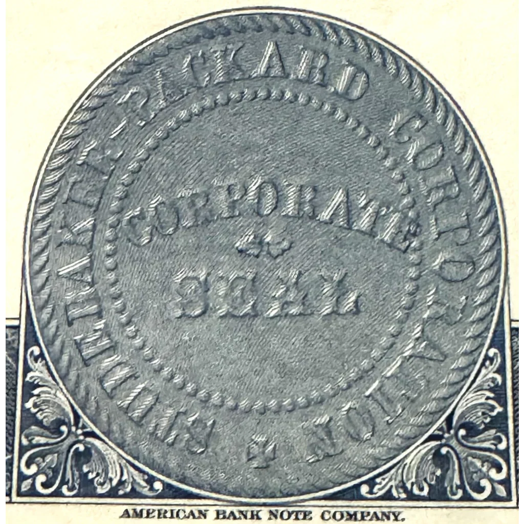 Rare Studebaker-Packard Stock Certificate Blue Beauty from 1950s