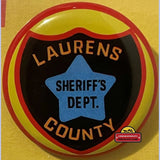 Rare Vintage Tin Litho Police Badge Laurens County Sheriff 1950s