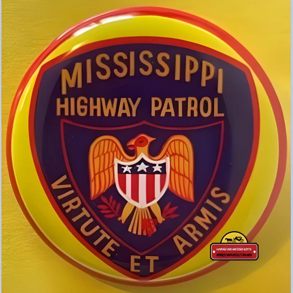 Rare Vintage 1950s Tin Litho Mississippi Highway Patrol Badge