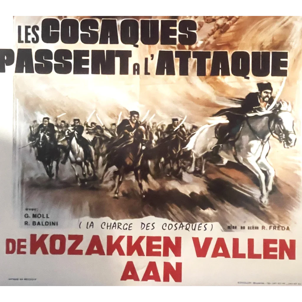 Rare 1959 Les Cosaques Passent Belgium Movie Poster Ignites Nostalgia