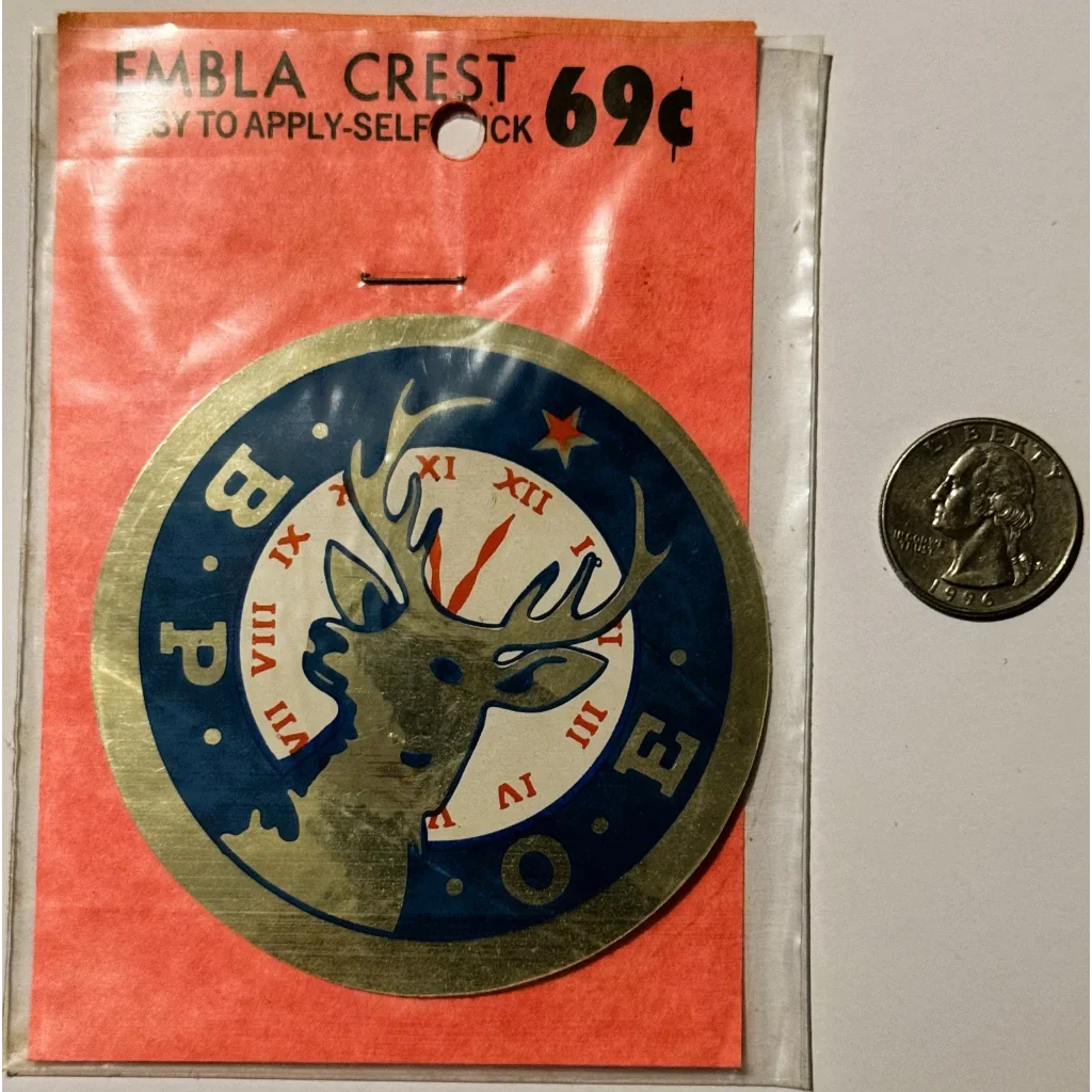 Rare Vintage 1960s Elks Lodge Embla Crest Sticker Sealed Collectible