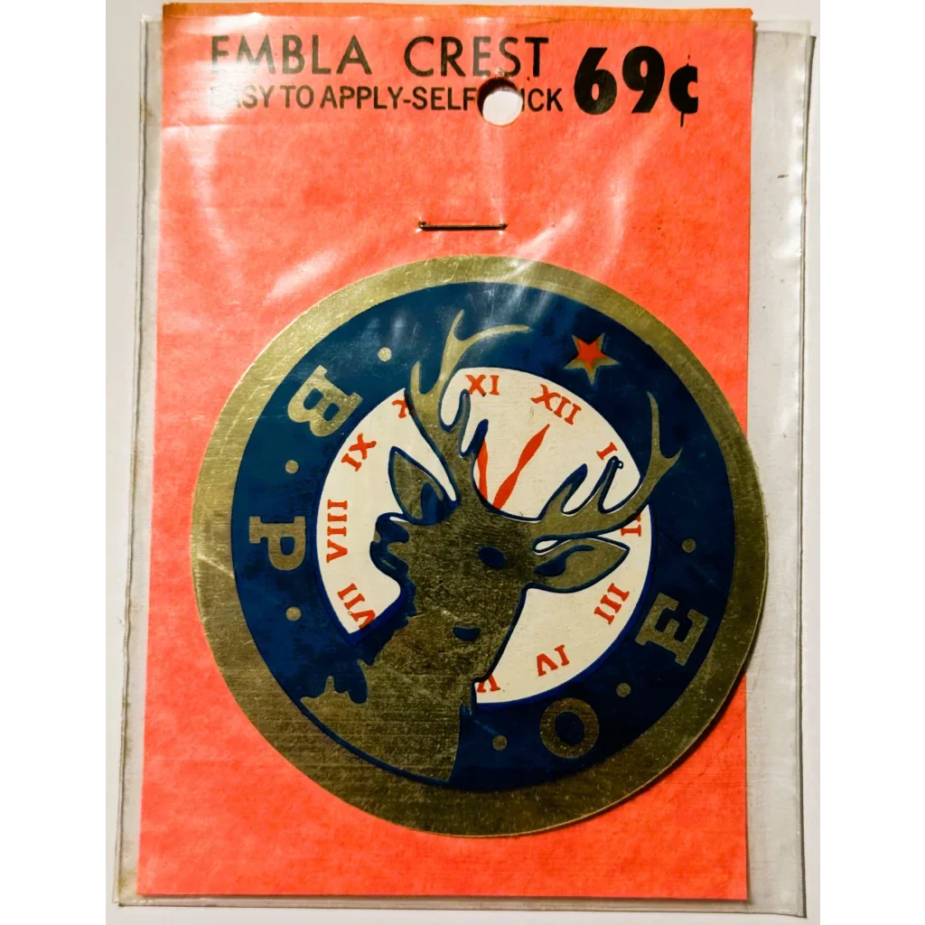 Rare Vintage 1960s Elks Lodge Embla Crest Sticker Sealed Collectible