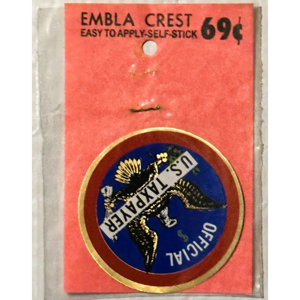 Rare Vintage 1960s Embla Crest Official US Taxpayer Decal