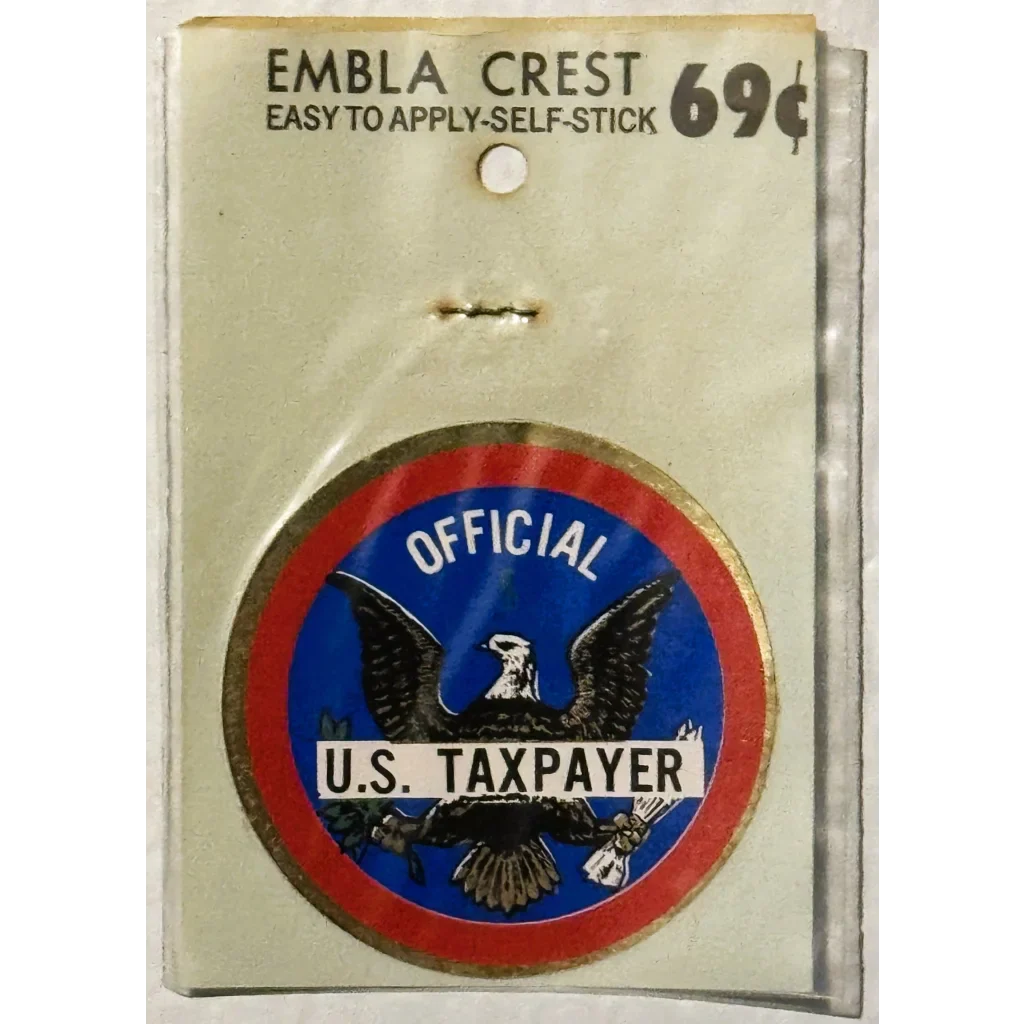 Rare Vintage 1960s Embla Crest Official US Taxpayer Decal