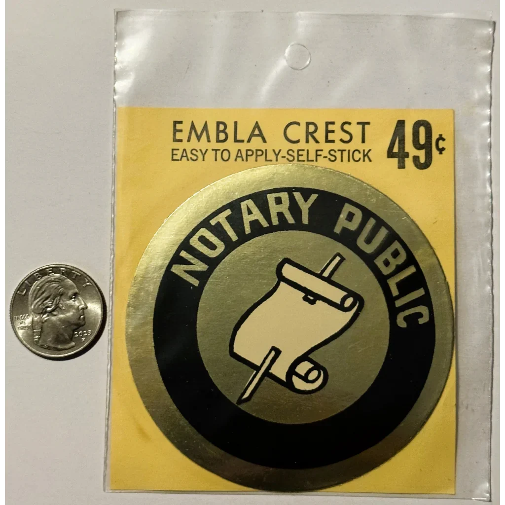 Rare Vintage 1960s Notary Public Embla Crest Sticker Unearthed