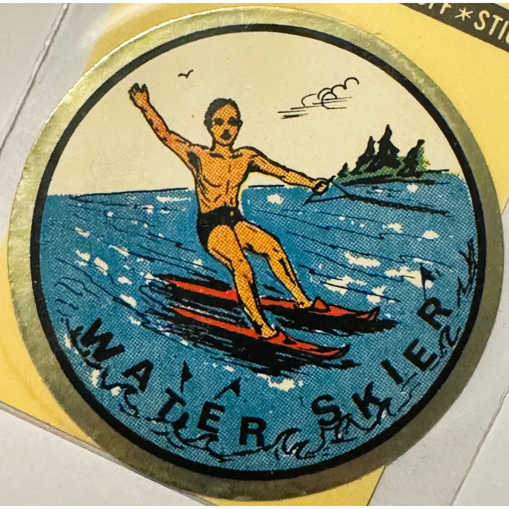 Rare Vintage 1960s Water Skier Decal Embla Crest Collectible